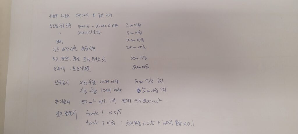 위험물제조소-안전거리-공지거리 필기노트